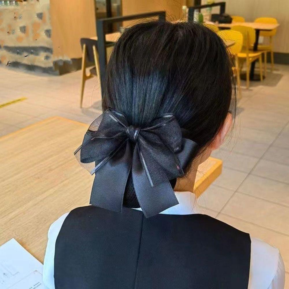 Bow Korean Bun Snood Cloth Hairgrips Cover Net Elegant Bowknot Hair Bun For Girls