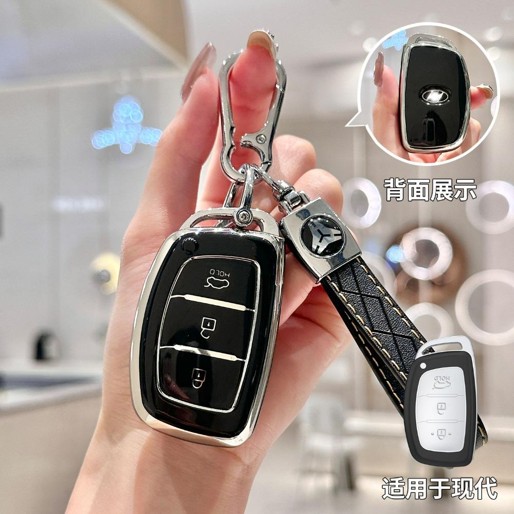 Чехол-брелок из ТПУ с 3 кнопками для умного ключа автомобиля Hyundai Creta Ix35 Ix45 I10 I30 I40 Tucson Santa Fe Rena Sonata Elantra