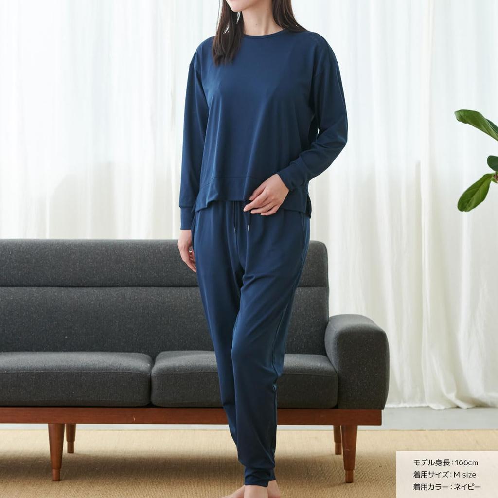 Recovery Wear General Medical Equipment Standard Long Sleeve Crew Neck Jogger Pants Long Sleeve Top and Bottom Set Navy XL [Benex] Women's Dry+