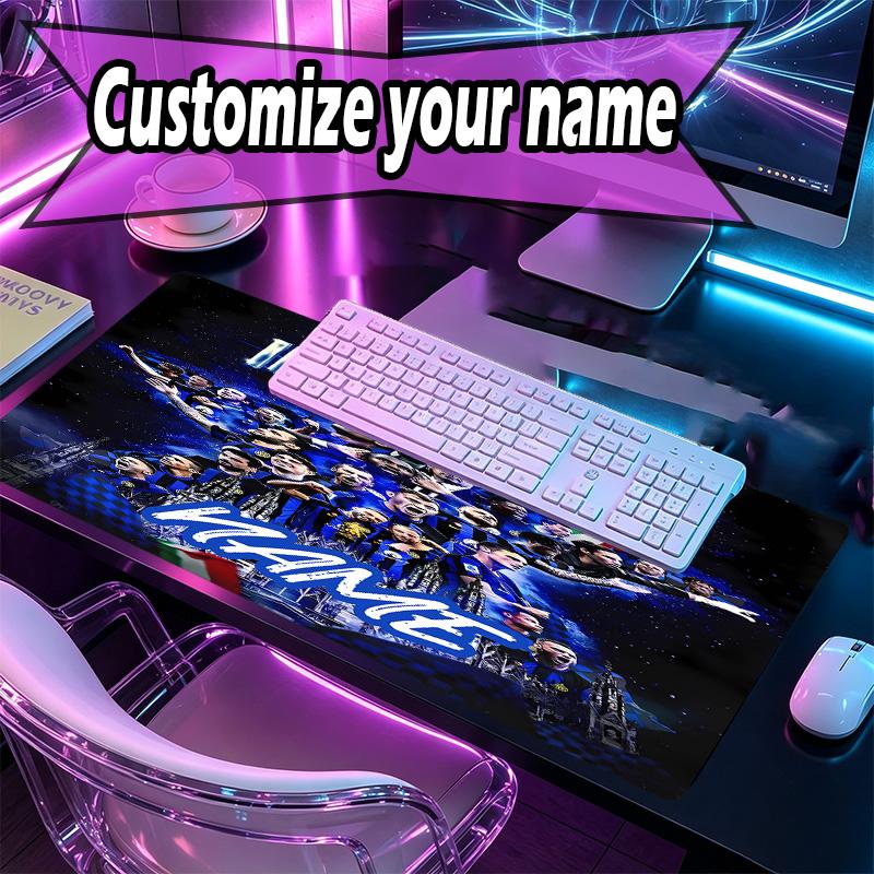 Custom Name Personalized Football Club Internazionale Pattern Mousepad, Laptop PC Desk Mat, Decorative Desk Mat for Home Keyboard Pad Gift