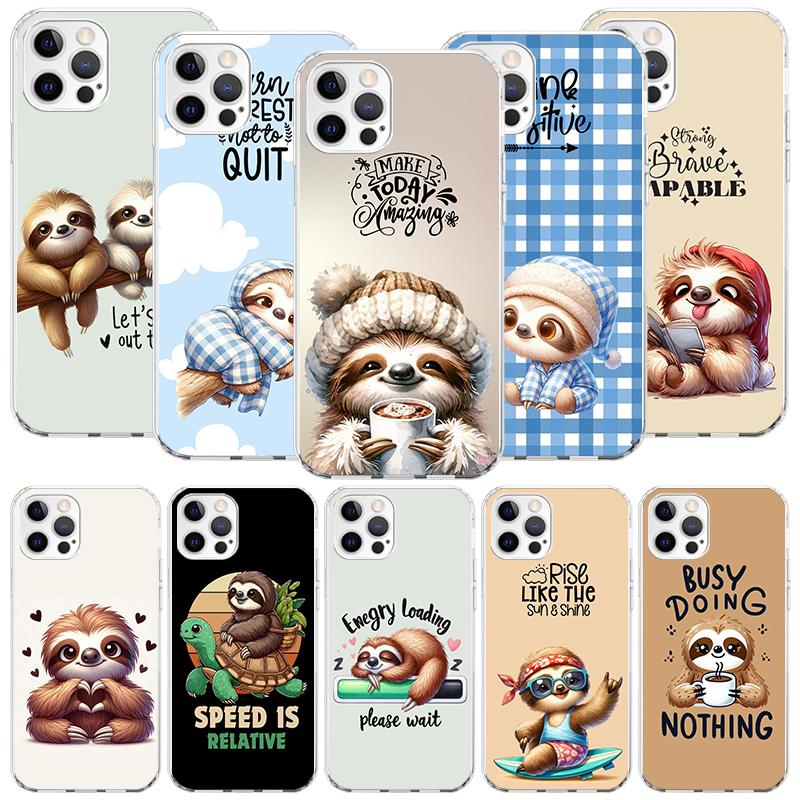 Animal Cute Cartoon Sloth Coffee Phone Case For iPhone 18 17 Air 16 15 Plus 11 14 Pro Max 13 Mini 12 7 8 + SE Pattern Art Customize