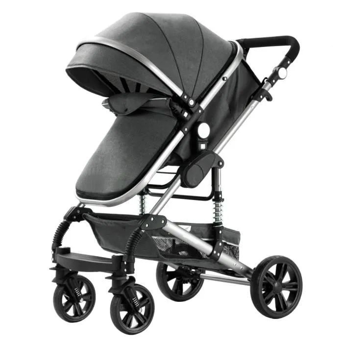 Poussette Combinée 3 en 1 Siège-Auto Nacelle Trio Réversible Réglable Haute Qualité Roues increvables. GRIS