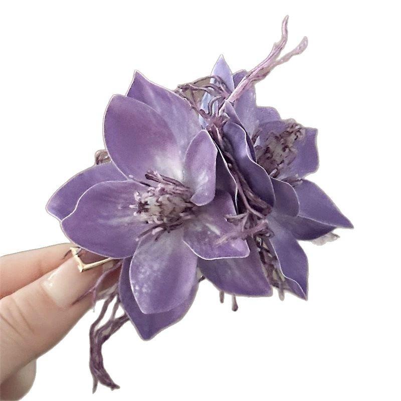 Summer Vacation Flower Duckbill Clip Dance Show White Floral Mesh Flower Hairpin Bridal Wedding Fairy Fringe Clip Girls Women