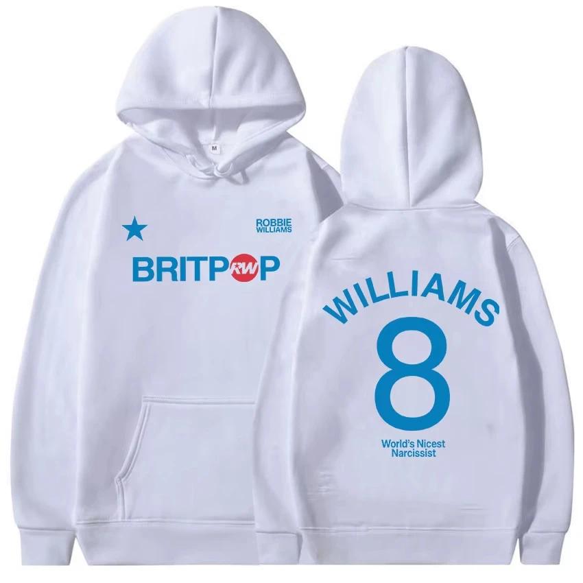 Худи с принтом Robbie Williams Britprwp 8 Tour 2025 Мужской Хип-хоп Флисовый Пуловер Толстовка Повседневная С длинным рукавом Оверсайз Худи