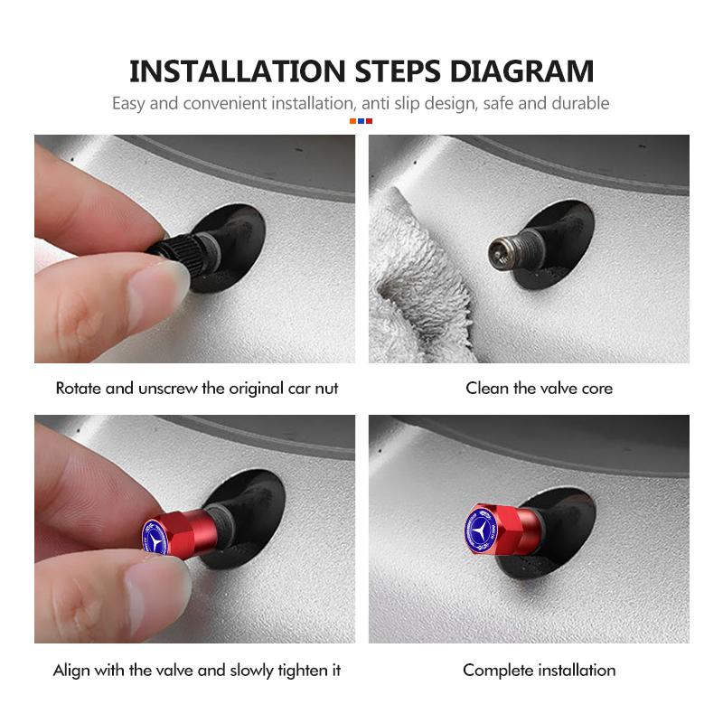 D64Pcs Car Wheel Tire Stem Valve Protection Cap Dustproof Cover For Mercedes Benz C180 C300 W124 W176 W177 C200 C260 GLC CLE CLA
