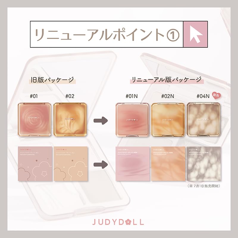 JUDYDOLL Палетка Merihari Master Cool 4в1 Тени для носа Маленькое лицо [Официальный Япония] Контурирование/Хайлайтер (#01N Тон) (Матовый/Глянцевый)