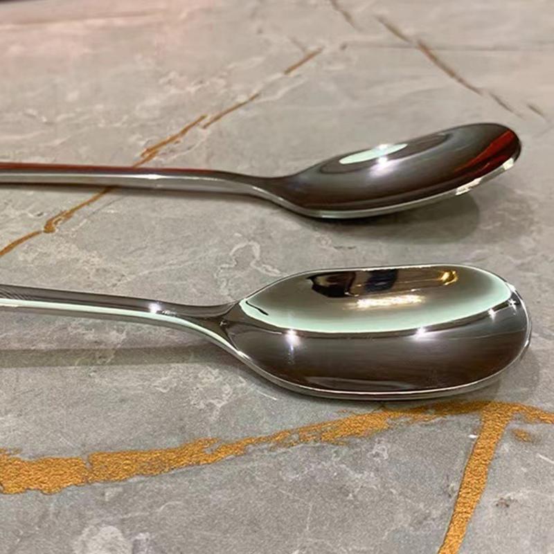 Stainless Steel Spoon Long Handle Stirring Spoon Household Seasoning Spoon Milk Tea Coffee Spoon Desseert Tool Restaurant Supply