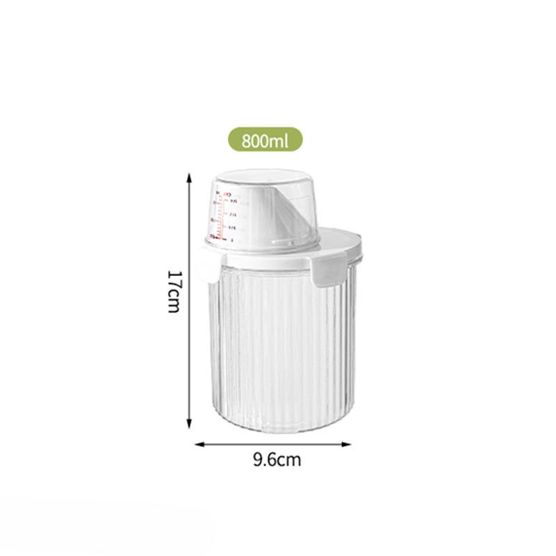 Double-sealed Transparent Large-opening Laundry Detergent Storage Tank with Measuring Cup