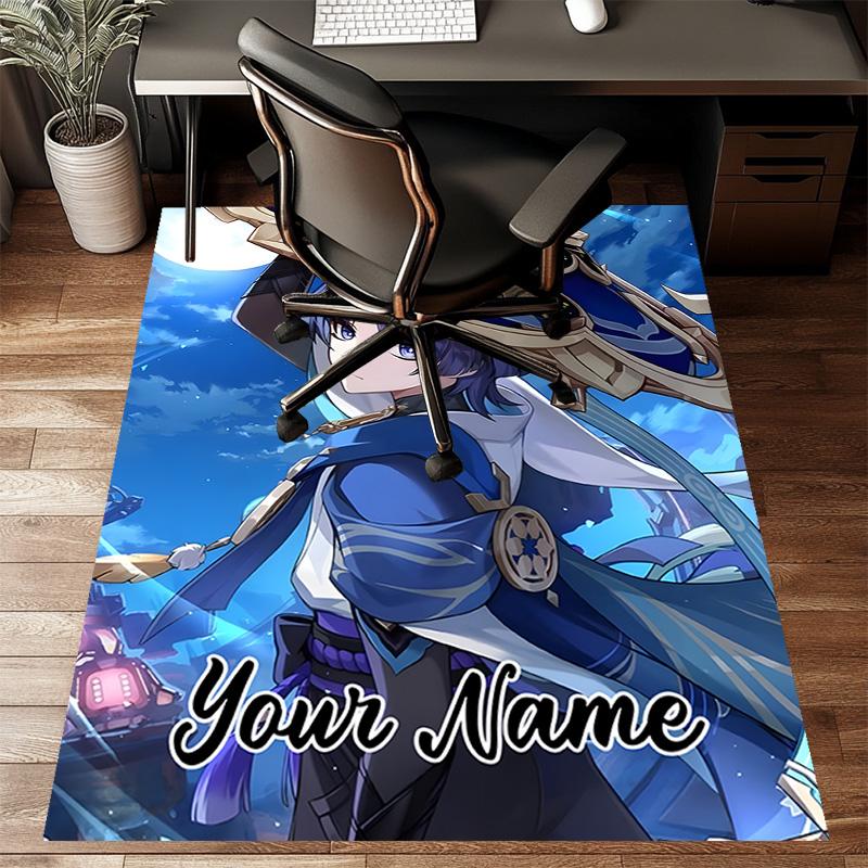 Custom Genshin Impact Mat Personalized Name, Polyester Washable Indoor Entryway Rug, Gift for Christmas, Easter, Thanksgiving Day
