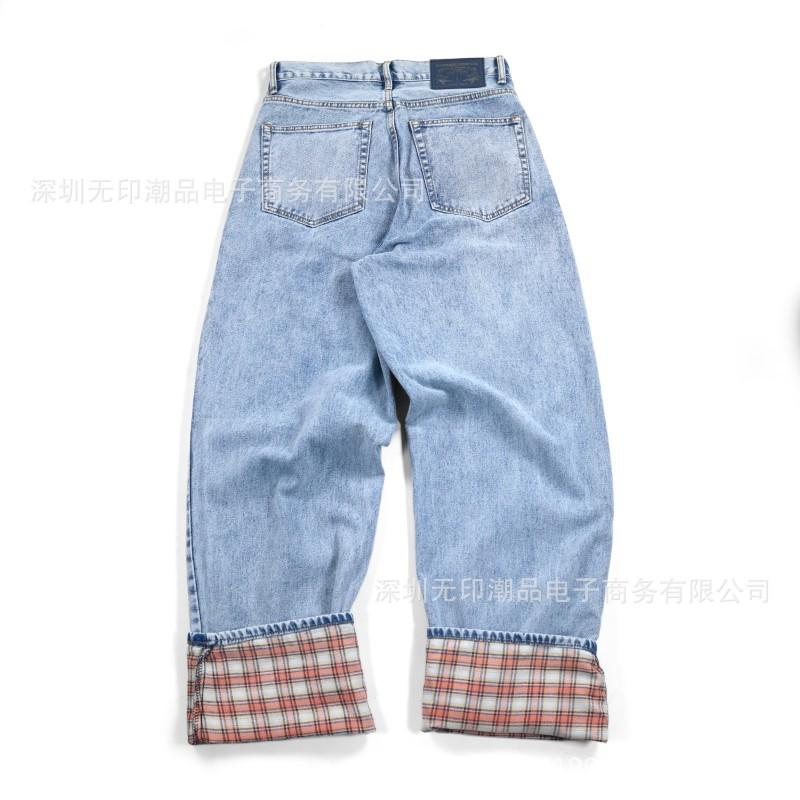 High Waist Wide Leg Denim Jeans Unisex Street Style 90% Cotton Micro Stretch Thick Fabric 2026