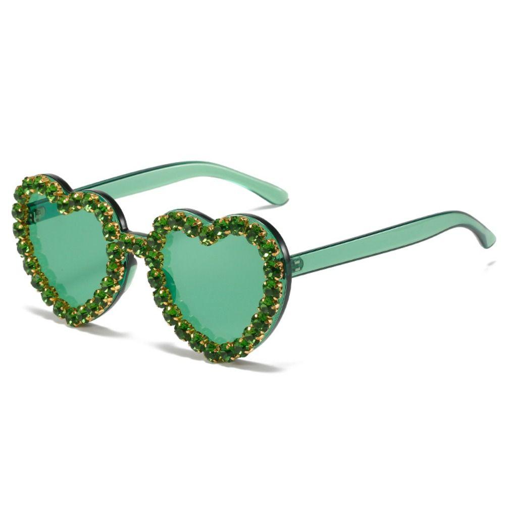 Heart-shaped Frame Rhinestone Decoration Sunglasses Outdoor Photos Decoration Travel Sunglasses Sun-Protective Bride Eyewear