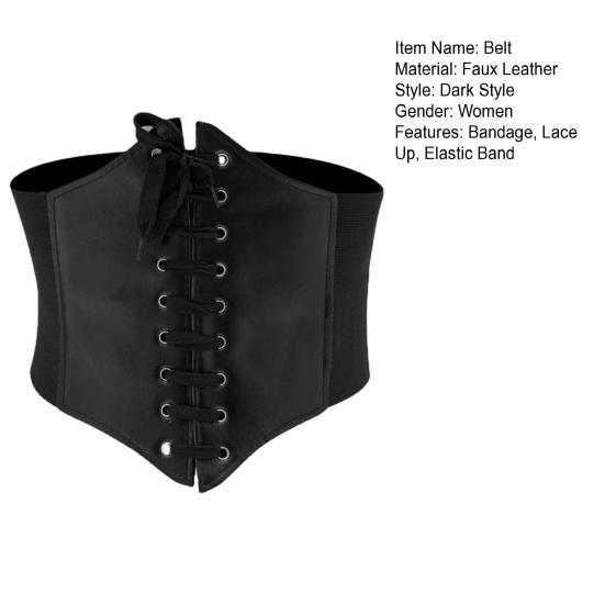 Женский пояс на шнуровке, бандажный регулируемый узкий пояс в стиле панк, широкий пояс для похудения, темный стиль
