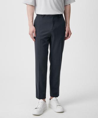 Relaxed Tapered Hidden Banding Crop Slacks [Iron Gray]