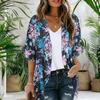 Женская шифоновая рубашка с V-образным вырезом и коротким рукавом с цифровым 3D-принтом, дышащий солнцезащитный кардиган, пальто с открытым передом, пальто средней длины
