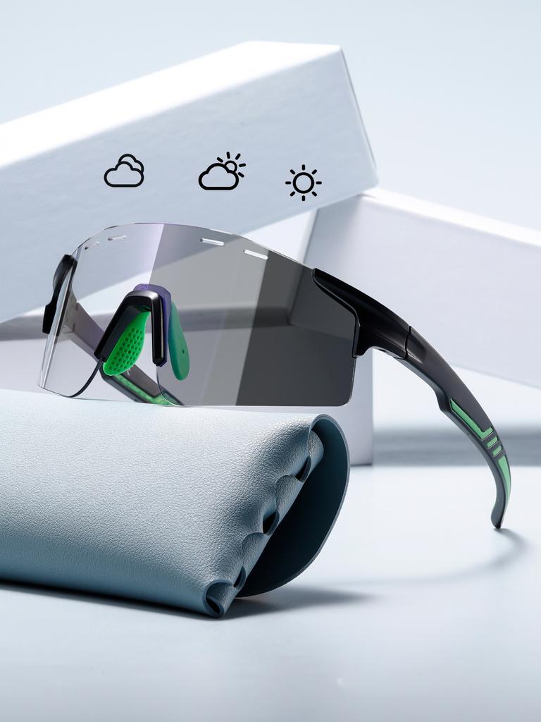 Солнцезащитные очки для велоспорта, меняющие цвет, для спорта на открытом воздухе, ветрозащитные очки, литьевые, нескользящие, с большой оправой 9061