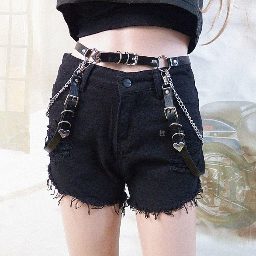 Women Ladies Casual Hip Hop Rock Belt Heart Punk Waistband Waist Chain Ladies Dress Cummerbands
