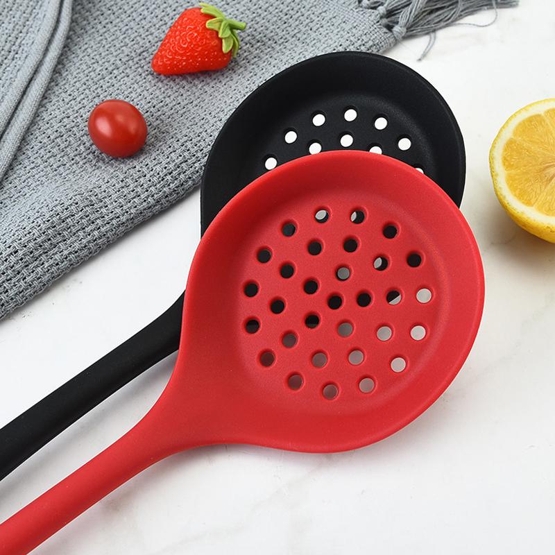 Силиконовый дуршлаг с длинной ручкой, антипригарное сито для приготовления пищи, термостойкий фильтр, ложка, сетчатый скиммер, масляная сетка, дуршлаг, кухонный инструмент