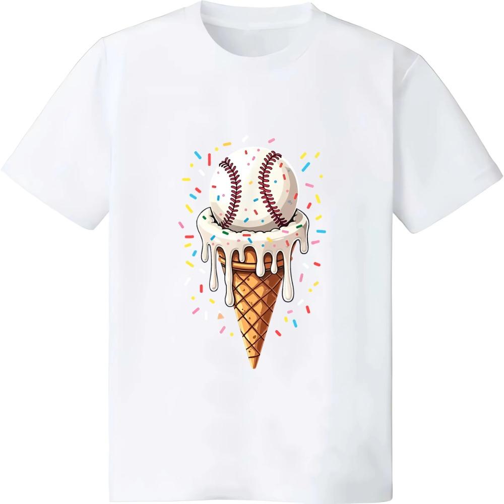 Футболка Baseball Drip Boys Ice Cream Cone Drip Baseball с коротким рукавом, мужская и женская хлопковая футболка