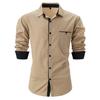 Men's Spring Autumn Long Sleeve Shirt Fashion Patchwork Lapel Top Man Business Button Up Casual Shirts