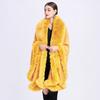 16 Colors Women String Rabbit Fur Collar Outstreet Wear Winter Thick Poncho Cardigan Long Cloak Big Pendulum Loose Shawl Coat