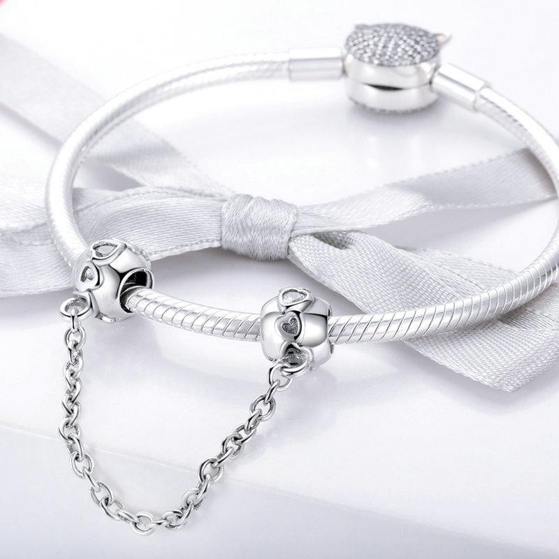 Bisaer Alloy Safety Chain Stopper Charm Bead Fit Original Bracelet Jewelry