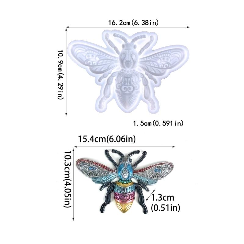 Glossy Large Bees-shape Ornaments Silicone Epoxy Resin Mold DIY Keychain Pendant Jewelry for Valentine Gift Craft