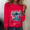New Women's Round Neck T-shirt Long Sleeved Top Disney Christmas Stitch Print Fashionable and Trendy Women's T-shirt Top for Aut