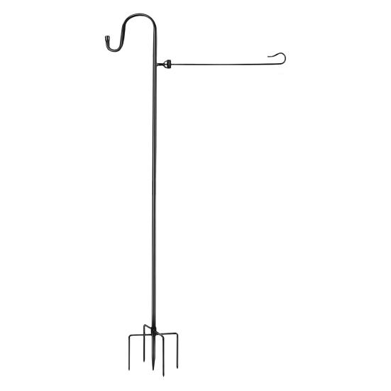 Подставка для садового флага с 5-зубчатым основанием Сверхпрочный погодоустойчивый металл Уличный двор Патио 12x18 дюймов Держатель для флагштока с пастушьим крюком