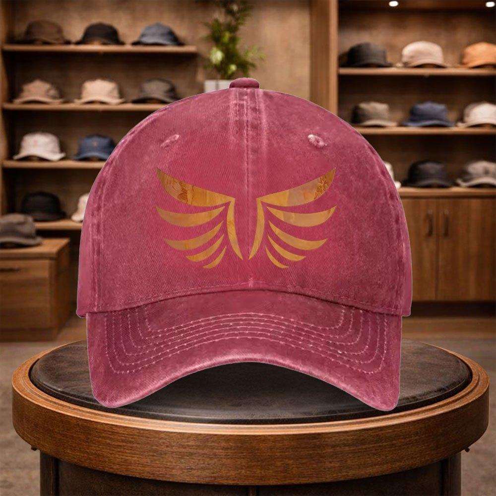 A Baseball Cap with a Golden Wing Print a Casual Duckbill Hat Stylish And Adjustable for Outdoor Use Suitable for Travel And