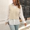 Women's FashionSolid Color Sweater Vest Outer Wear Inner Knitted Sweater