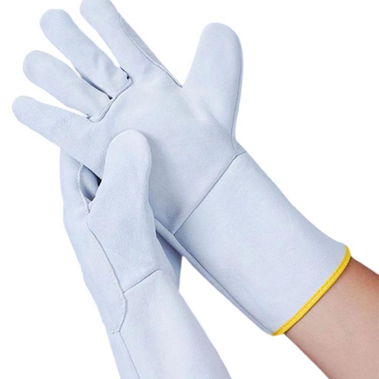 Sheepskin Welding Gauntlet Gloves: Durable, Soft, Heat & Scald Resistant Full Leather for Enhanced Worker Protection