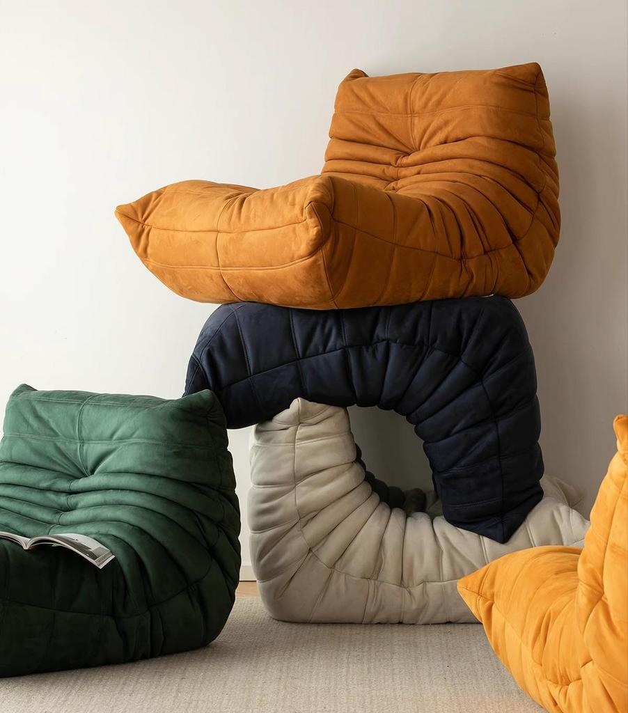 Fuzzy Caterpillar Lazy Sofa: Modern Minimalist Fabric Balcony & Bay Window Lounge Chair