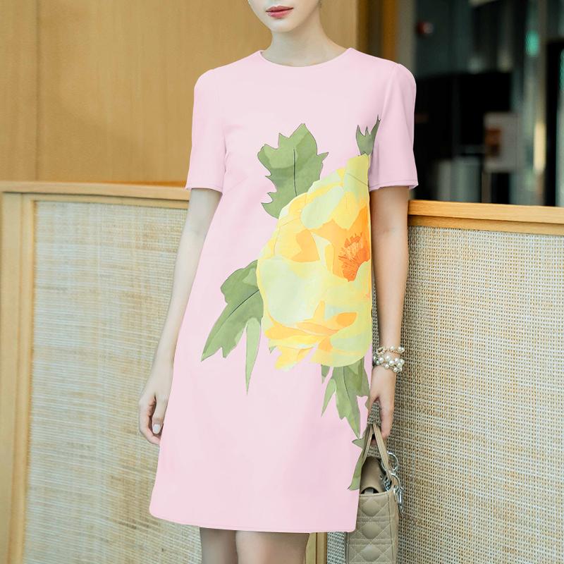 ZANZEA Женское повседневное платье с коротким рукавом с круглым вырезом и цветочным принтом