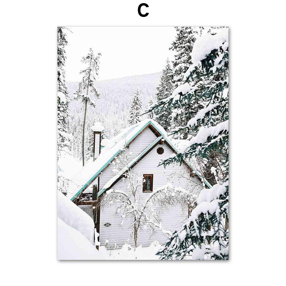 Winter Snow Forest Mountain Pine Tree Moose Deer Wall Art Canvas Painting Posters And Prints Wall Pictures For Living Room Decor