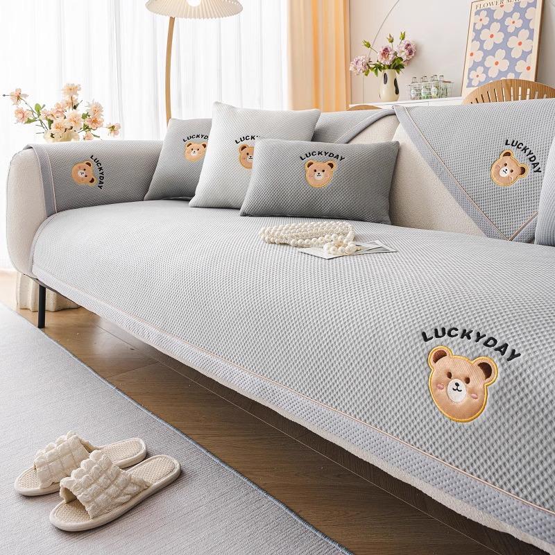 Ice Silk Mat Sofa Cushion Summer Non-Slip Seat Cushion Cartoon Cute Wind Cooling Sofa Cover Backrest Towel Cover Cloth