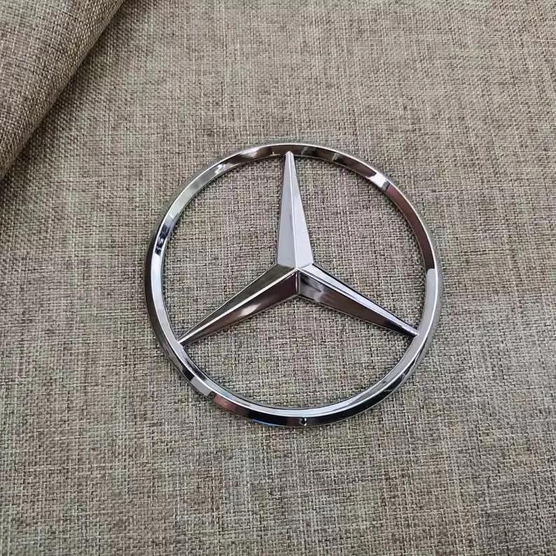AAVQ1 90mm ABS Chrome Black Logo Mercedes Emblem Rear Star Badge For Mercedes Benz W203 W206 W212 X253 W167 W166 W247 C E GLA GLC GLE