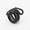 [Rockyu] Ring Men's Free Size Black Snake Snake Snake Ring Finishing Titanium Ring Amulet Good Luck Amulet Ring Cool Snake Shape Free Fashion