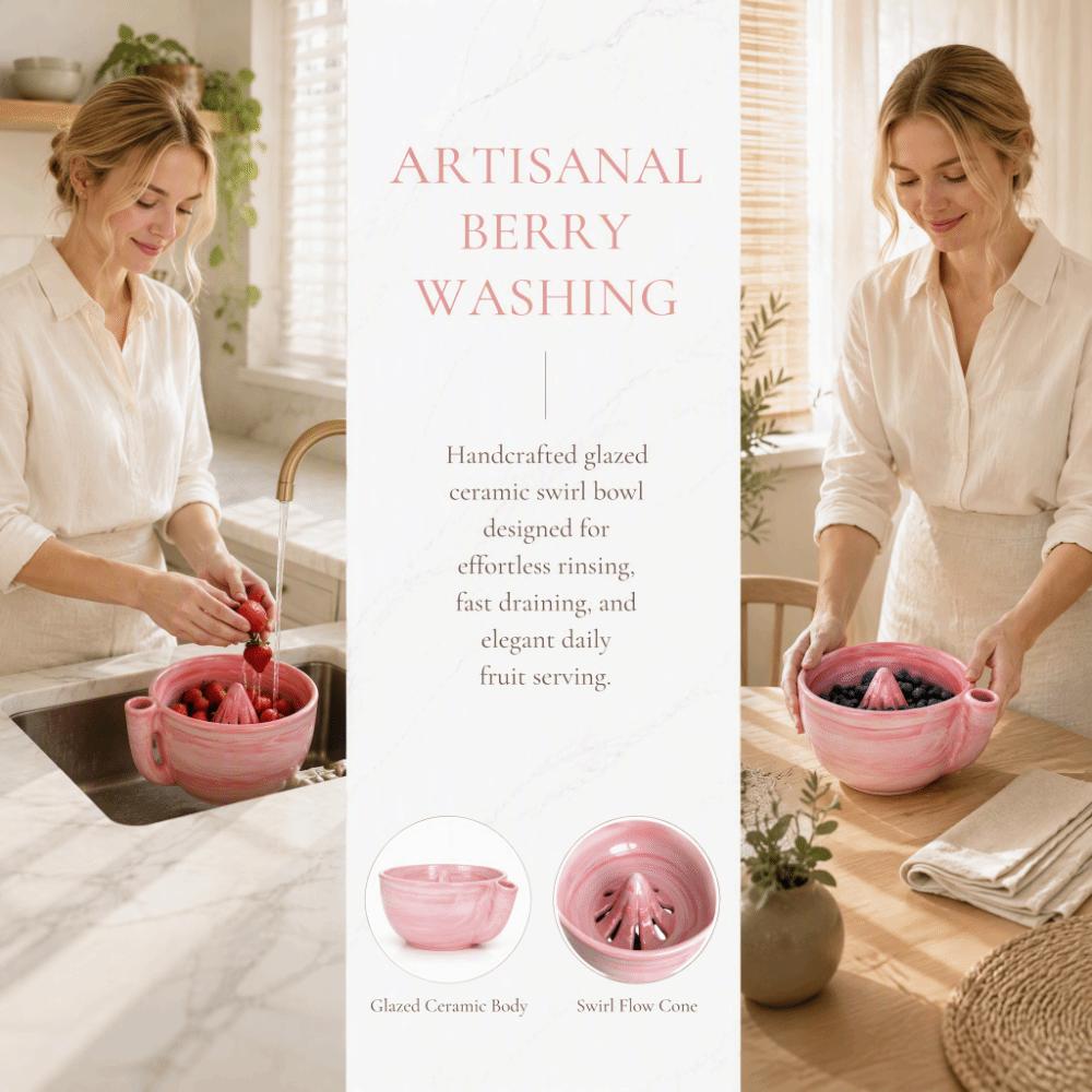 Exquisite Self Rinsing Fruit Colander Drain Holes Ceramic Washing Strainer Small Produce