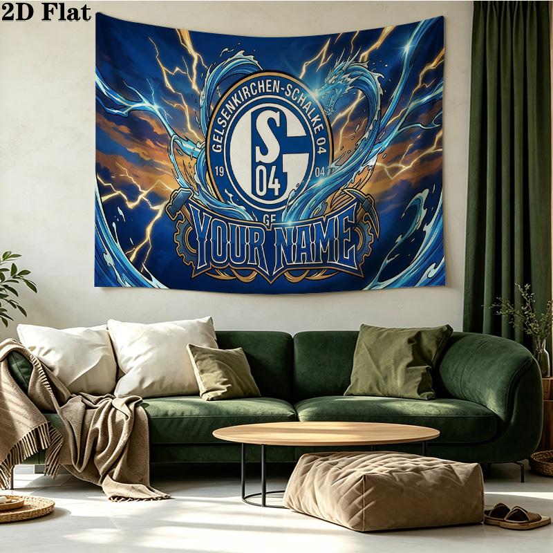 Custom Name FC Schalke 04 Printed Tapestry – Wall Hanging for Bedrooms, Dorms, and Home Decor