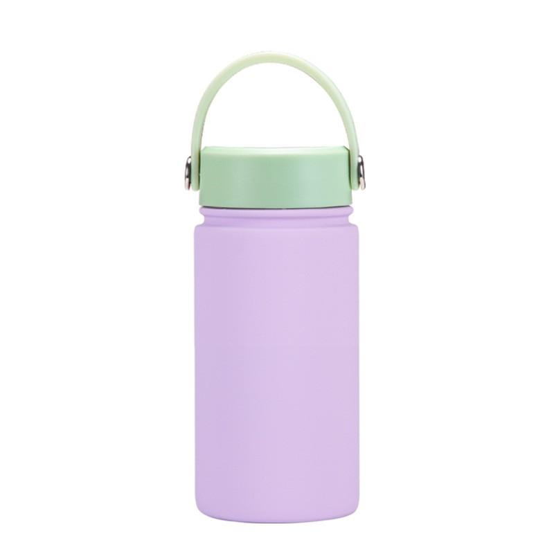 350ml Vacuum Insulated Stainless Steel Water Bottle With Carry Strap Wide Mouth Portable Gym Outdoor Travel Office