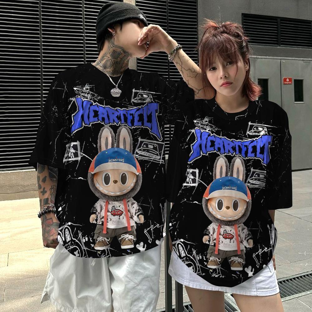 25BU Jie La Bu Bu Свободная футболка для мужчин и женщин Парный наряд с короткими рукавами Популярный в Интернете Трендовый с короткими рукавами