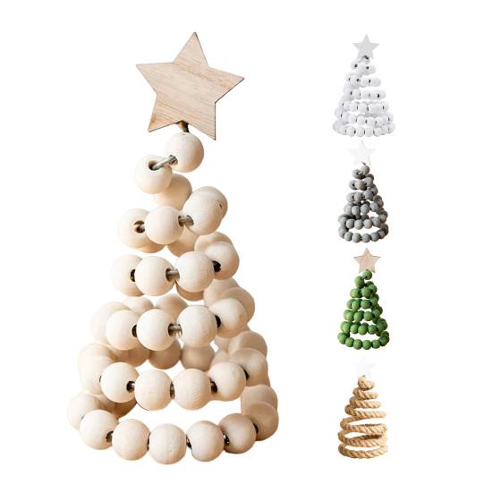 Настольное украшение «Рождественская елка» в скандинавском стиле, искусственное, с вращающимися бусинами, звезда на верхушке, маленькая искусственная елка, праздничное украшение