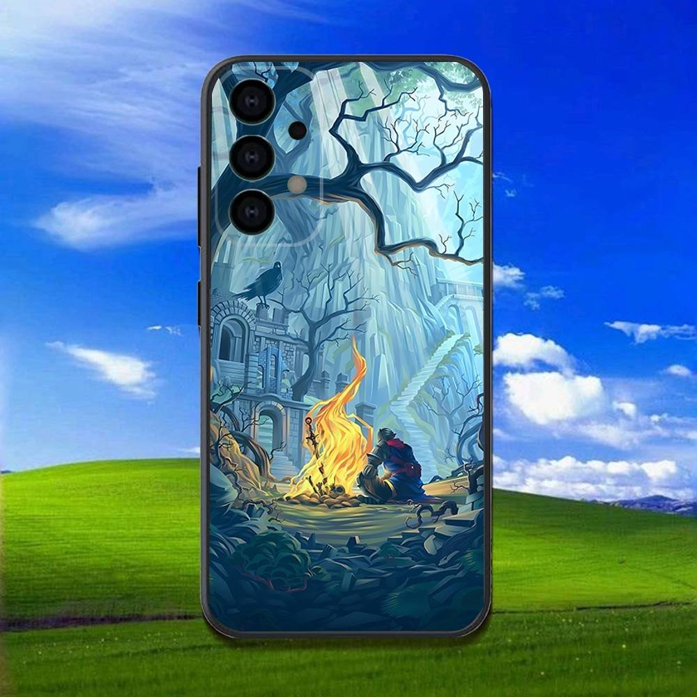 Чехол для телефона Samsung Galaxy A13, A21s, A22, A31, A32, A52, A53, A71, A80, D-Dark S-Souls Game Мягкий Черный Корпус