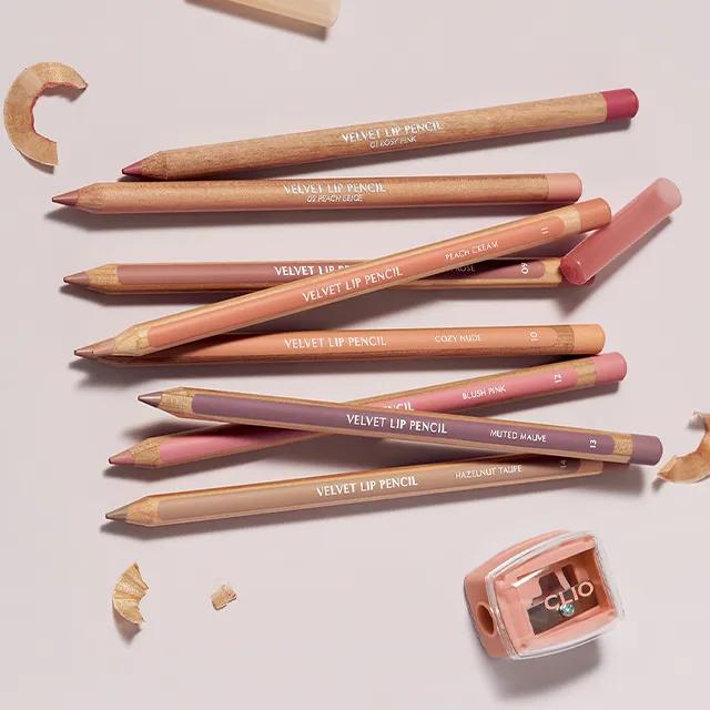 Clio Velvet Lip Pencil Special Set [Full-size + Built-in Sharpener]