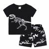 2Pcs Toddler Kids Baby Boys Girls Pajamas Cartoon Print Tops Shorts Outfits Set