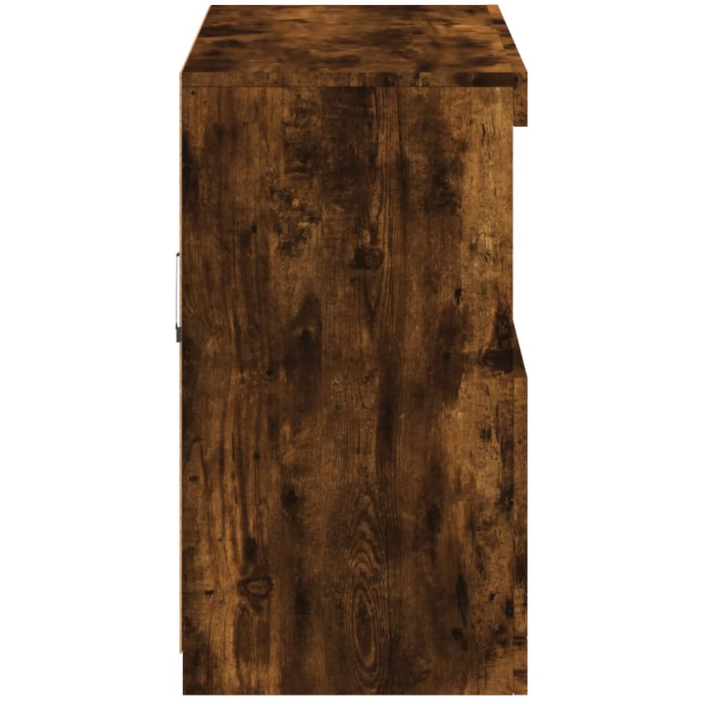 Sideboard with LED Lighting Smoked Oak 31.9 x 14.6 x 26.4 in