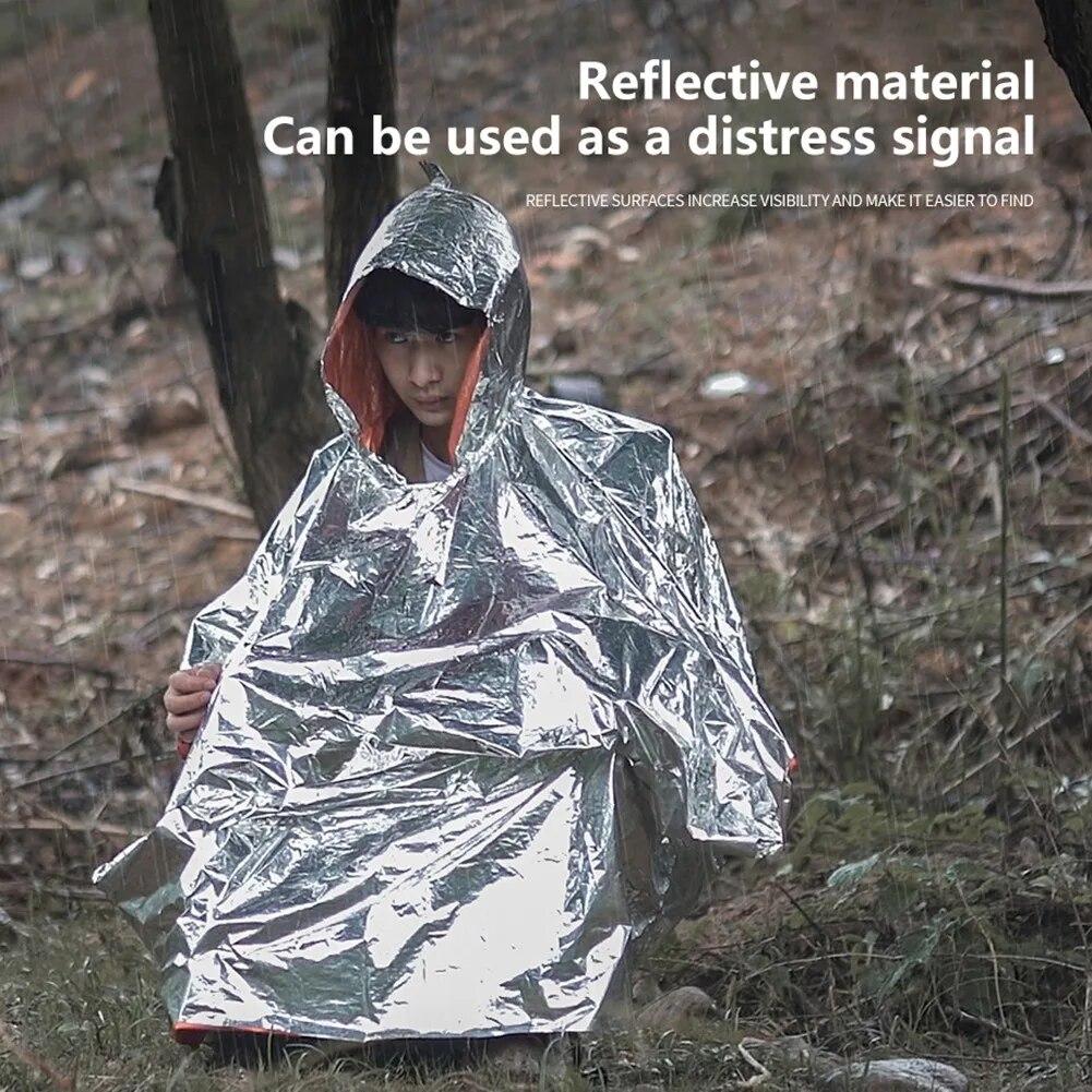 Открытый аварийный плащ, алюминиевая пленка, пончо, холодная изоляция, дождевики, одеяла, дождевик для кемпинга