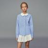 Рубашка в клетку с длинным рукавом и воротником-жабо для девочек ELLE KIDS