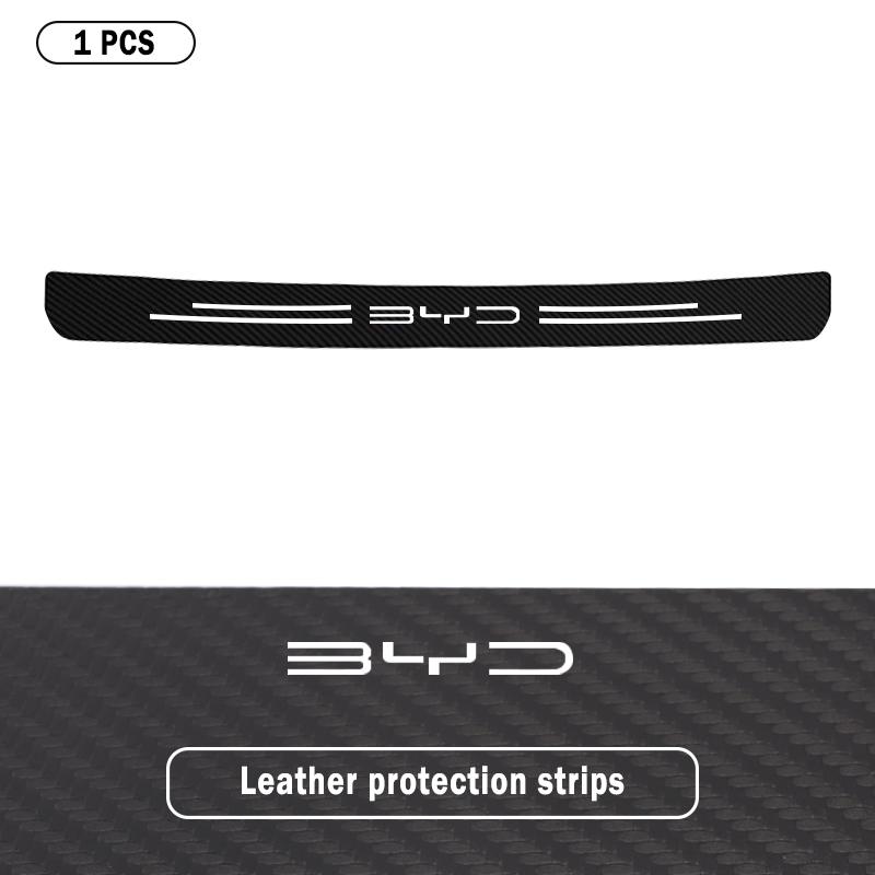 Car Rear Trunk Door Sill Bumper Guard Plate Stickers for BYD Atto 3 EV 2022 2023 Logo Carbon Fiber Anti Scratch Protector Decal