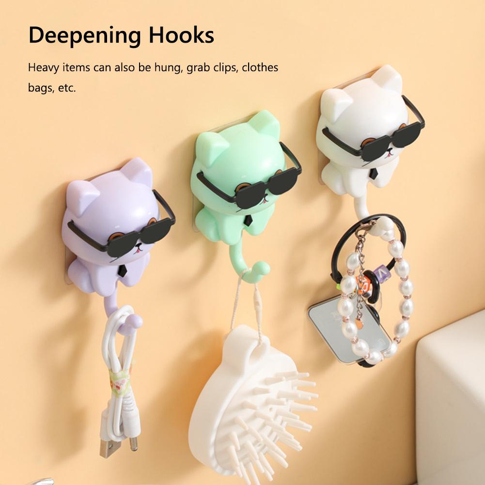 Creative Cat Hook Adhesive Cat Wall Hooks Decorative Hooks for Coat Scarf Hat Towel Key Bag Wall Decoratives